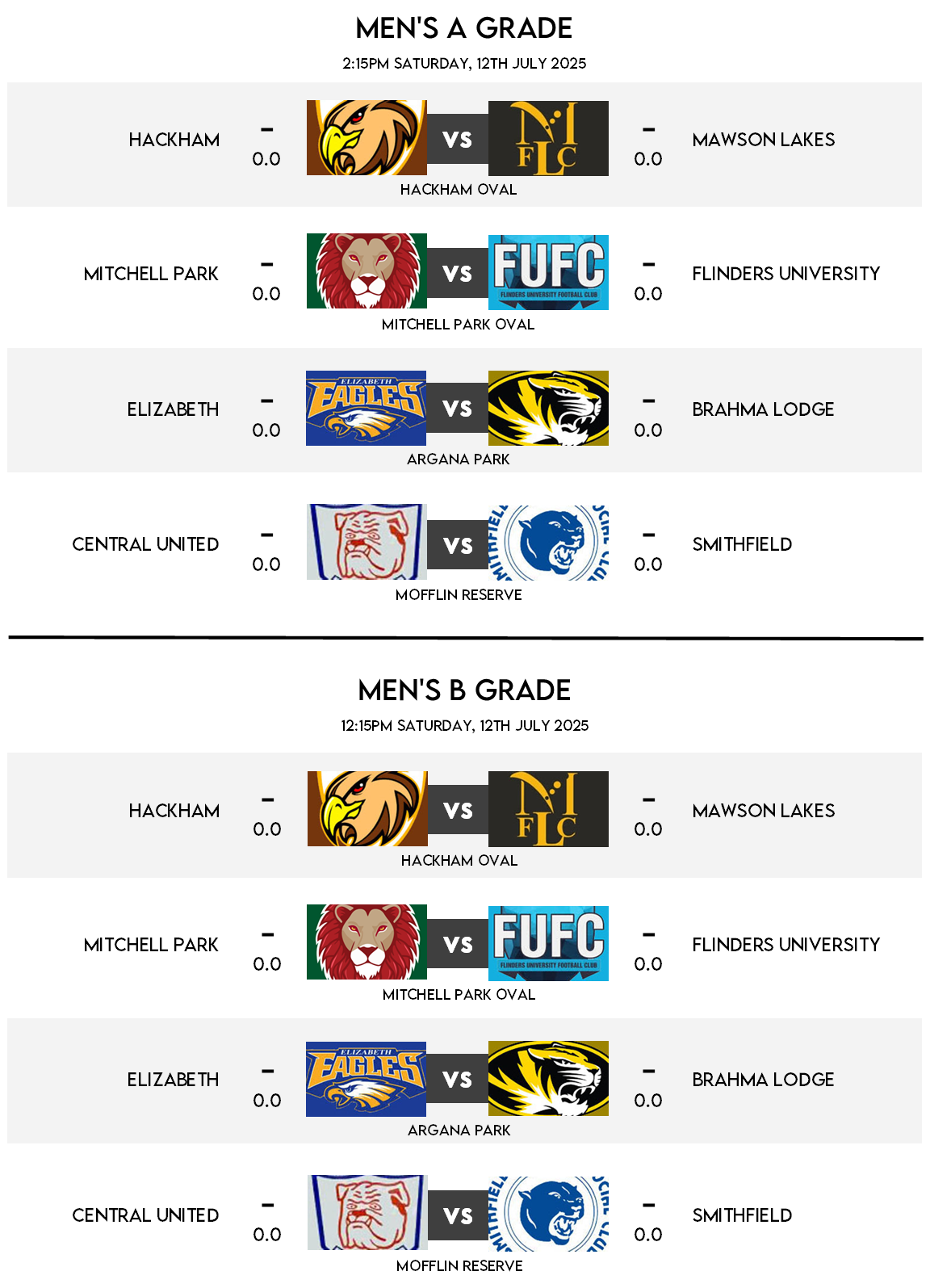Fixtures - Round 12