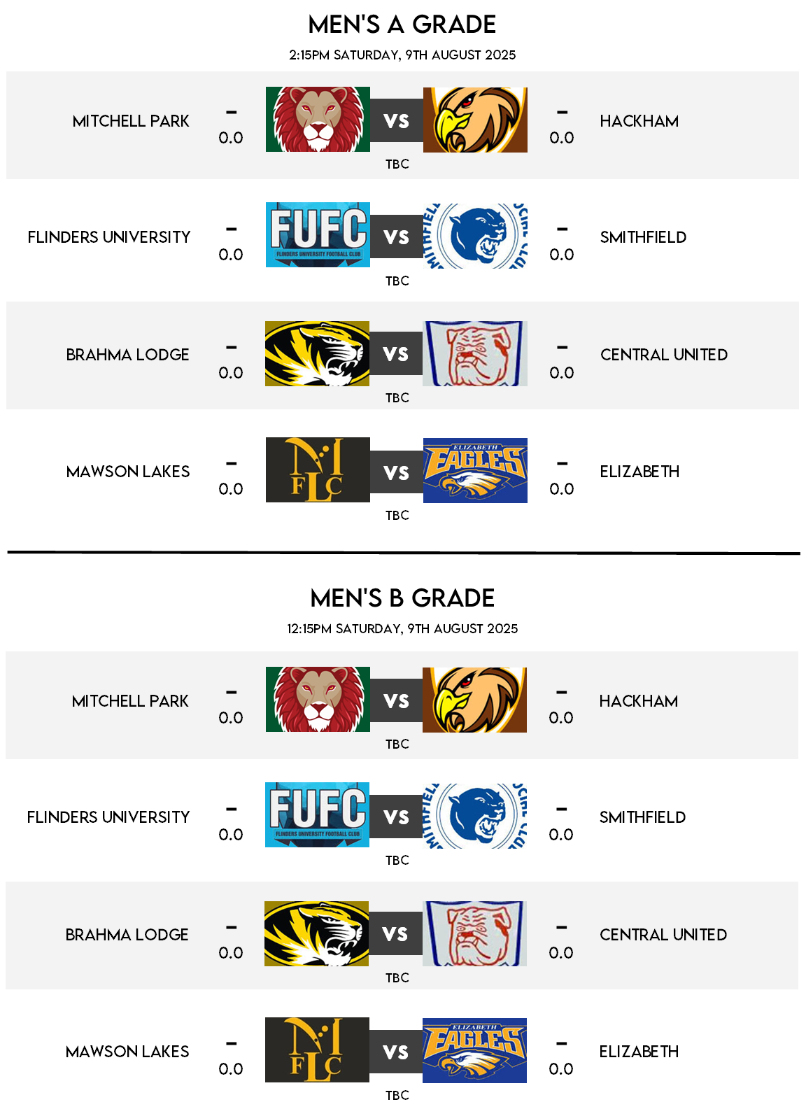 Fixtures - Round 16